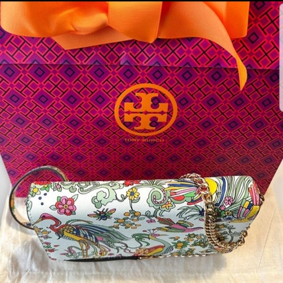 🎀NWT Authentic RARE Tory Burch Emerson Printed Chain Crossbody & 18k Gold Kira. - Picture 4 of 12
